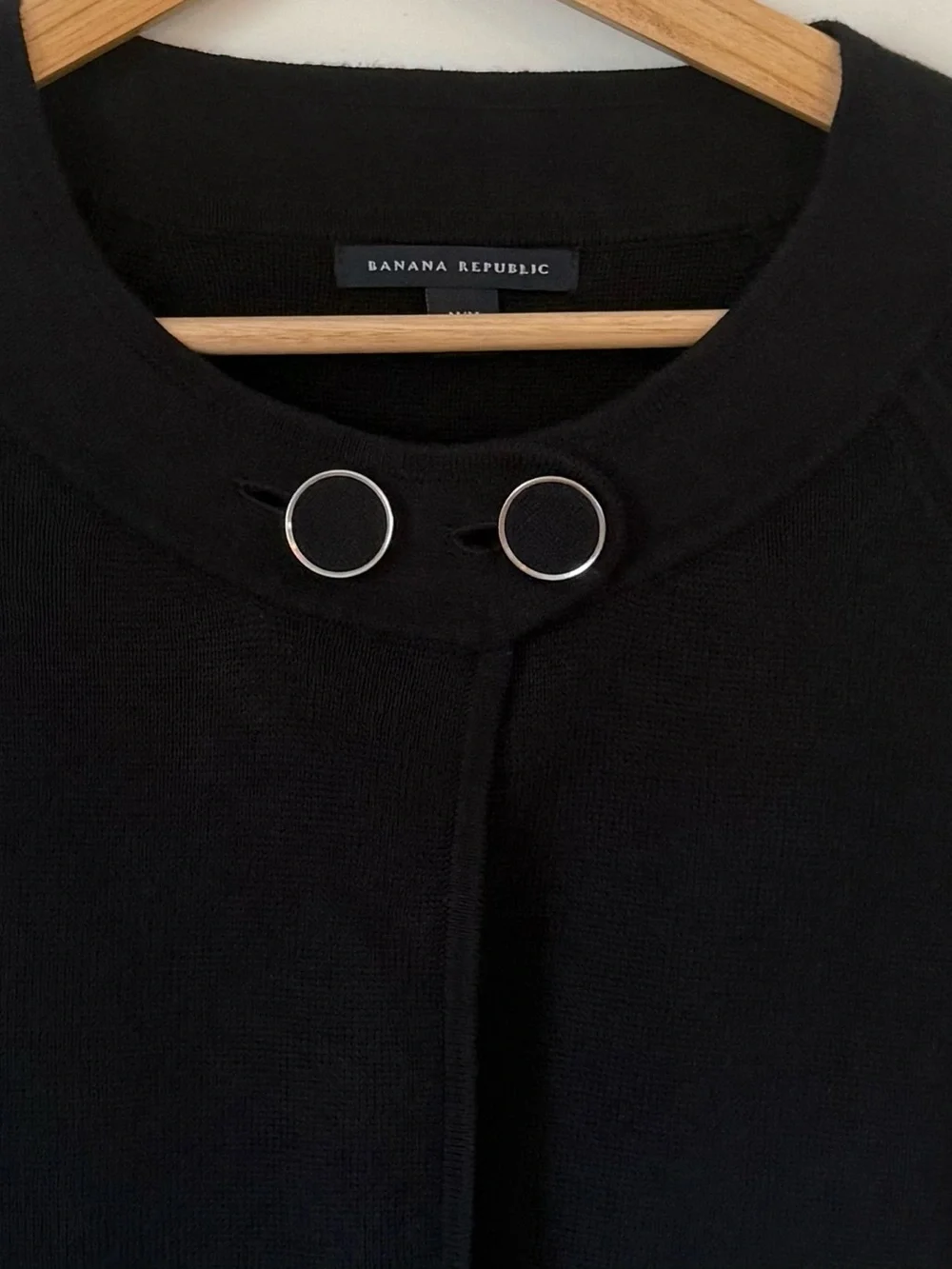 BANANA REPUBLIC Black Short Sleeve Structural Knit Sweater Blazer Dark Academia - Picture 4 of 11